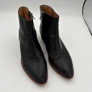 MADEWELL Charley Womens Black Leather Ankle Boots Side Zip Stacked Heel Size 9